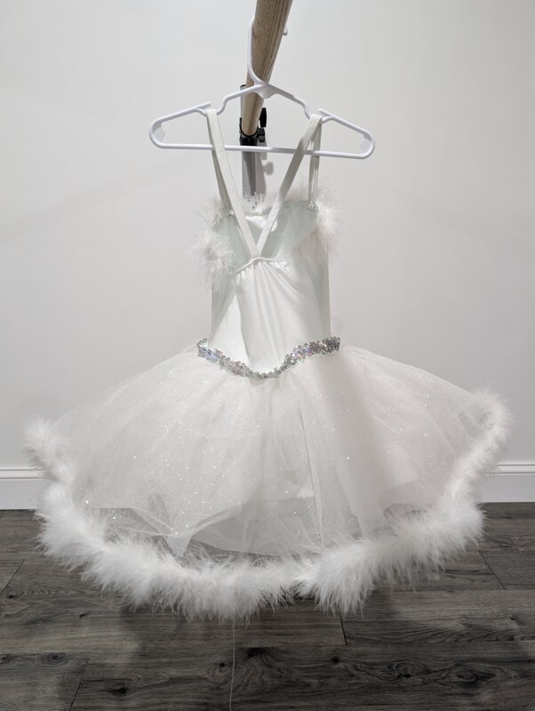 Revolution Dancewear White Feather-Trim Dance Costume, Child Medium