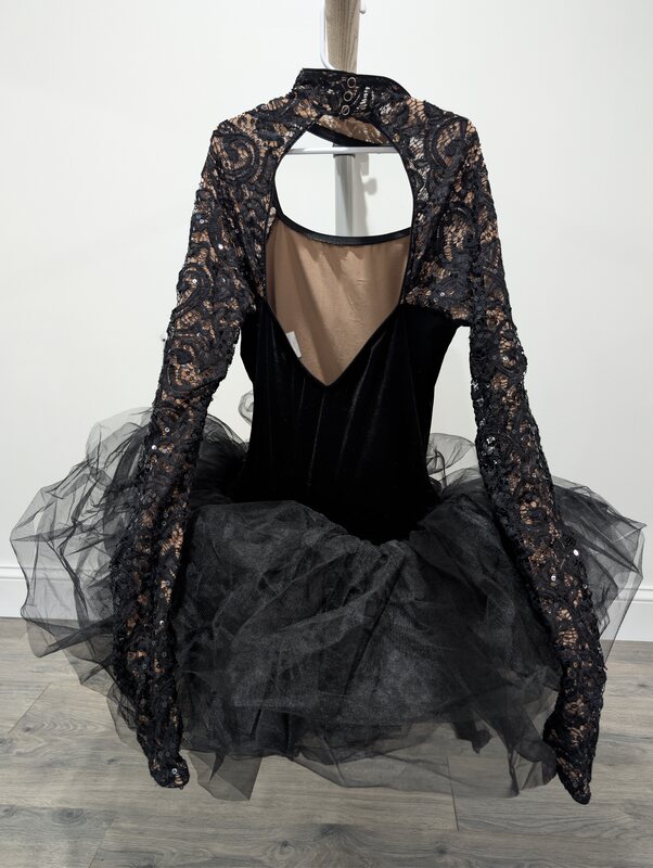 Black Lace-Sleeve Tutu Costume, Size M