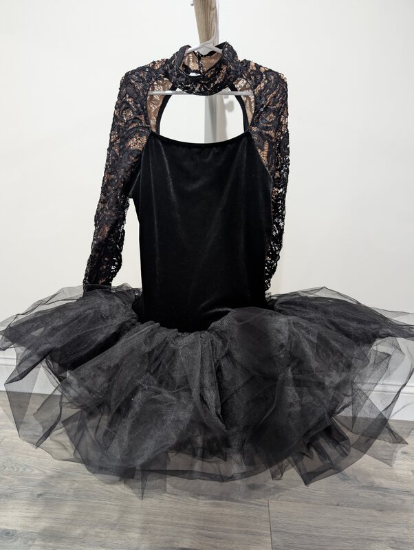 Black Lace-Sleeve Tutu Costume, Size M