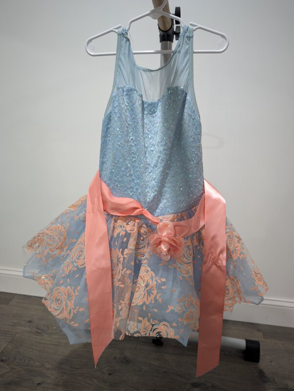 Weissman Blue and Peach Ballet Costume with Tulle Skirt, CL